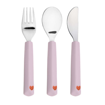 Bestekset met siliconen handvat - Happy Rascals Heart Lavender